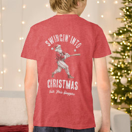 Camiseta Papai Noel do Beisebol Balançando no Natal