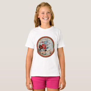 Camiseta Papai noel do Natal que voa um avião velho