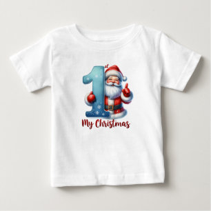 Camiseta Papai Noel do Primeiro Natal do Bebê