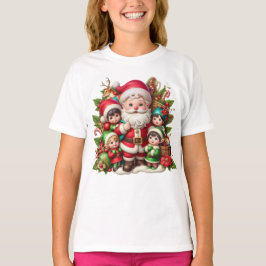 Camiseta Papai Noel e crianças