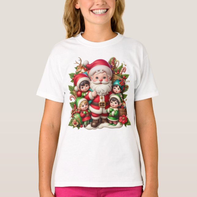 Camiseta Papai Noel e crianças  (Frente)
