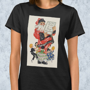Camiseta Papai Noel e Crianças dançam no Natal Antigo