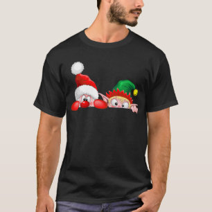 Camiseta Papai Noel e Elfo Personagens Fofos e Divertidos E
