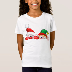 Camiseta Papai Noel e Elfo Personagens Fofos e Divertidos E