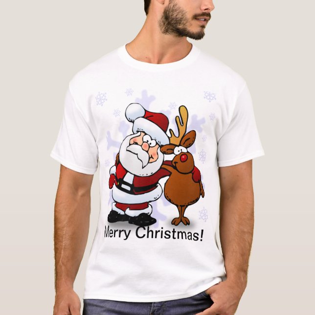 Camiseta Papai noel e Natal da rena (Frente)