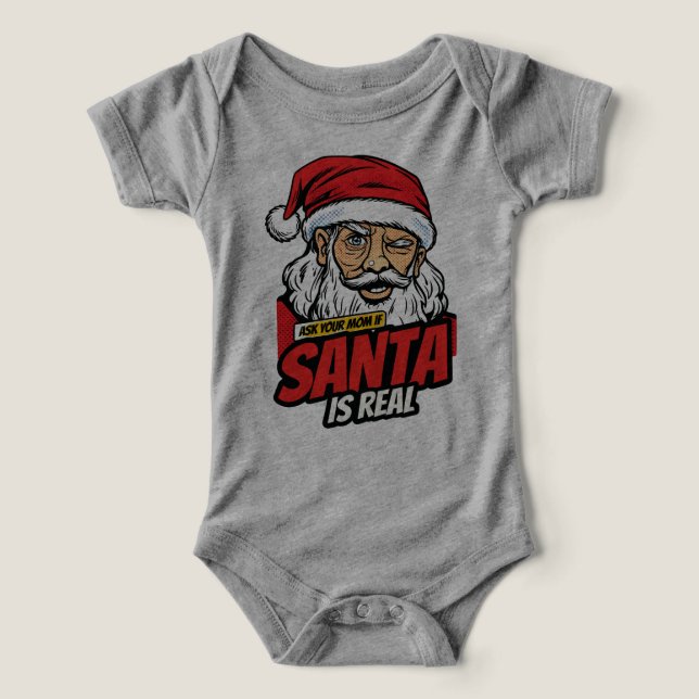 Camiseta Papai Noel é Real – Pergunte à Sua Mãe Arte Pop Pa (Design frontal)