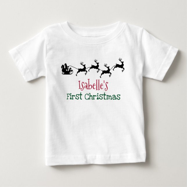 Camiseta Papai Noel e Reinador Voador Primeiro Natal (Frente)