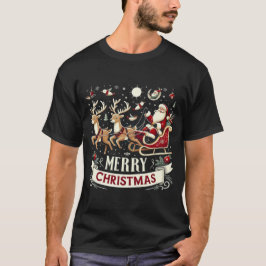 Camiseta Papai Noel e Rena Antigos Natal Estrelado