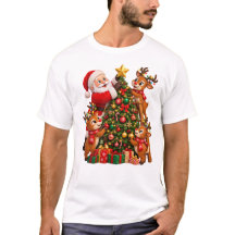 Papai Noel e Rena Decorando uma Árvore de Natal