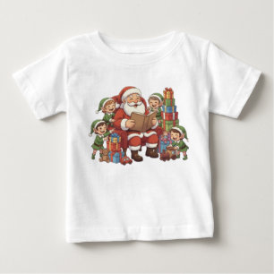 Camiseta Papai Noel e seus Elfos – Ilustração Natalina Fofa