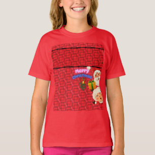 Camiseta Papai Noel e Sra. Claus Fofo Saudação de Natal