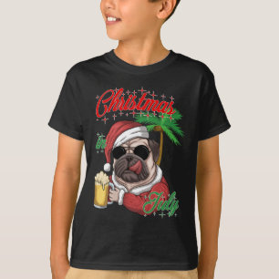 Camiseta Papai Noel Em Julho Natal Pug Fantasia De Papai No