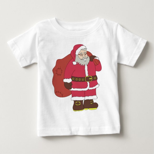 Camiseta Papai Noel em vermelho com saco de presentes e ócu (Frente)