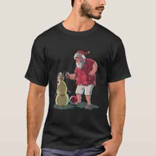 Camiseta Papai Noel Encantado Enfrentando Barba De Chapéu E