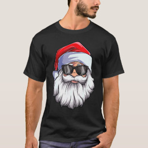 Camiseta Papai Noel encara óculos de sol com barba de chapé