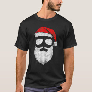 Camiseta Papai Noel Encara Óculos De Sol Com Barba De Chapé