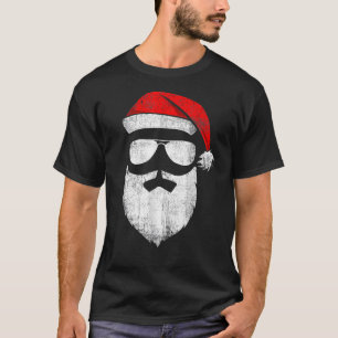 Camiseta Papai Noel Encara Óculos De Sol Com Barba De Chapé