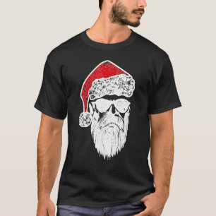 Camiseta Papai Noel encara óculos escuros com barba de chap