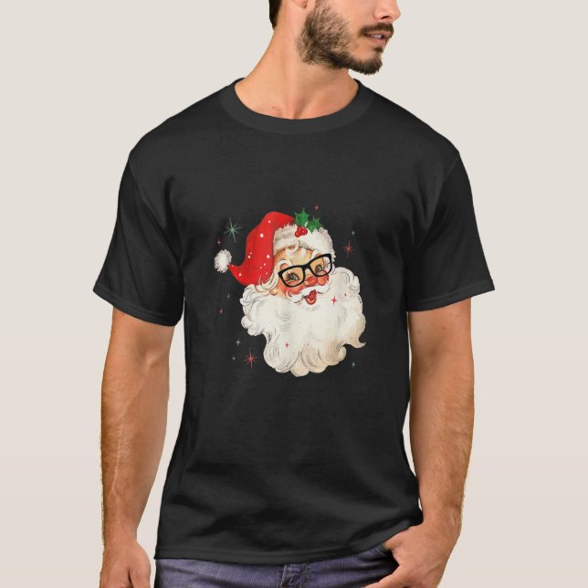 Camiseta Papai Noel encara óculos escuros com barba de chap (Frente)