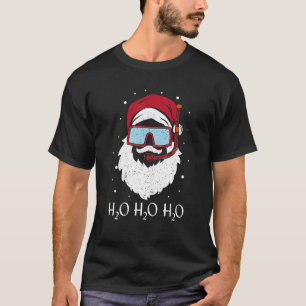 Camiseta Papai Noel Engraçado de Mergulho Punho H2O H2O H2O