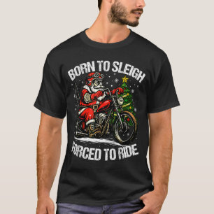 Camiseta Papai Noel engraçado de Natal andando de moto bici