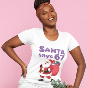 Camiseta Papai Noel Engraçado Diz Seis Sete Festa De Natal 