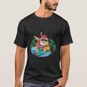 Camiseta Papai Noel engraçado fazendo dab e surfando no Nat
