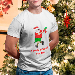 Camiseta Papai Noel Engraçado Jogando Pickleball Eu Dou Das