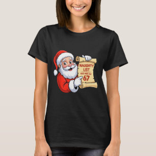 Camiseta Papai Noel engraçado lista de travessos crianças q