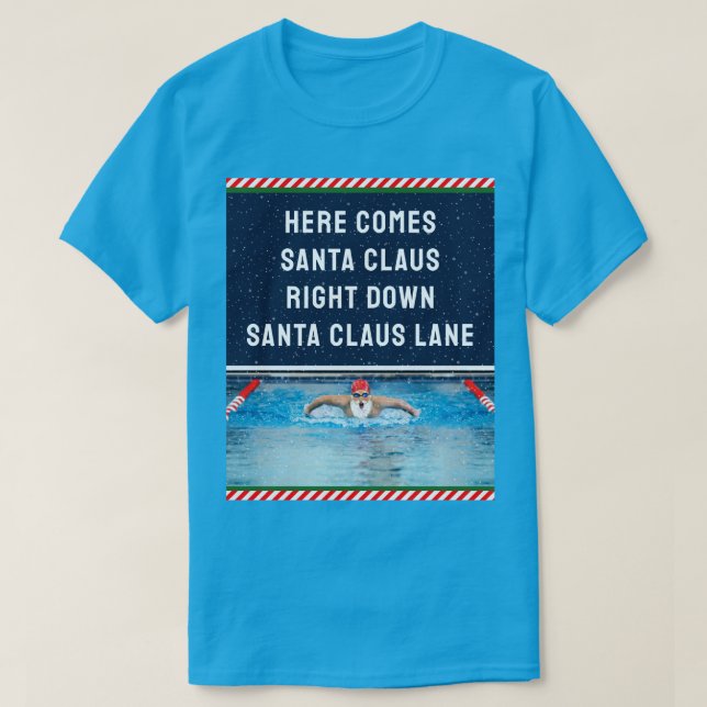 Camiseta Papai Noel engraçado nadador (Frente do Design)