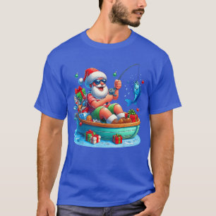 Camiseta Papai Noel engraçado pescando Natal em julho na pr