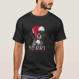 Camiseta Papai Noel engraçado Pointer Alemão de pelo curto 