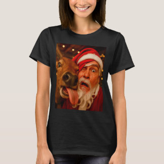 Camiseta Papai Noel Engraçado Selfie Rena Homens Mulheres C