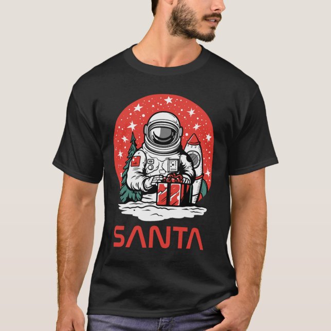 Camiseta Papai Noel Espacial Astronauta Cosmos Apresenta C  (Frente)