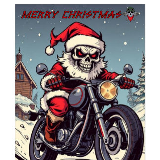 Camiseta Papai Noel Esqueleto de Motociclista Feliz Natal