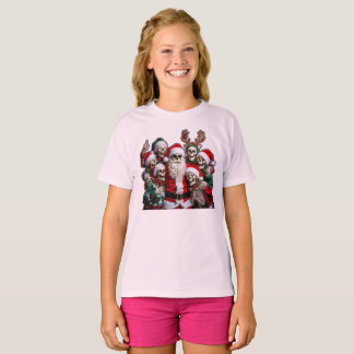 Camiseta Papai Noel Esqueleto Grupo de Natal – 3D Festivo 