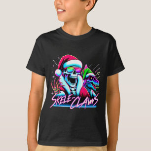 Camiseta Papai Noel Esqueleto Montando Dinossauro T Rex Nat