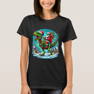 Camiseta Papai Noel Esqueleto Montando Dinossauro T Rex Nat