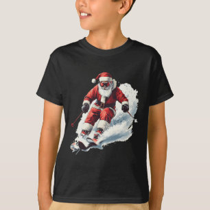 Camiseta Papai Noel Esquiando Natal Divertido Esquiador Cor