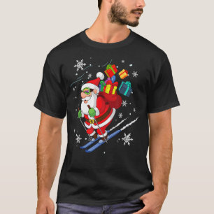 Camiseta Papai Noel esquiando Natal Feliz Xmas Esporte de E