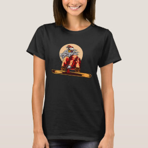 Camiseta Papai Noel esquiando Natal Feliz Xmas Esporte de E