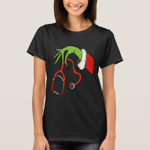 Camiseta Papai Noel Estetoscópio Natal Divertido Enfermeira