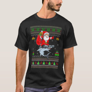 Camiseta Papai Noel Feio de Natal Montado em Tubarão Martel