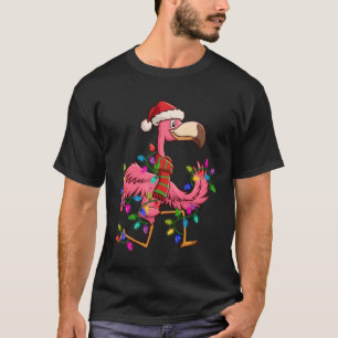 Camiseta Papai Noel Flamingo Iluminação FA La Dança Diverti