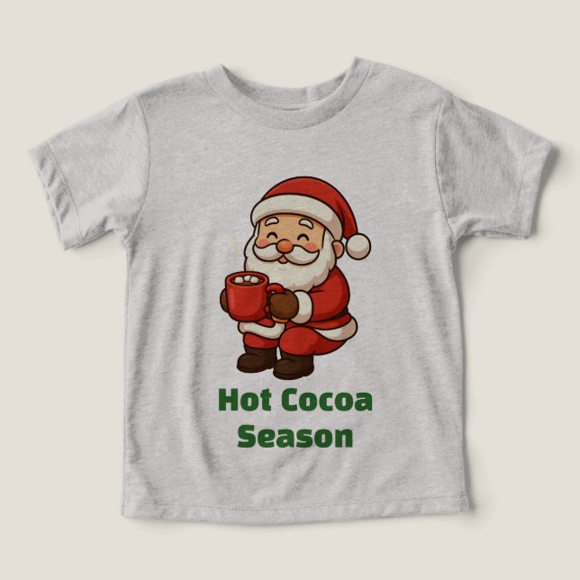 Camiseta Papai Noel Fofo com Cacau Quente (Design frontal)