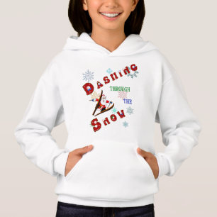 Camiseta Papai Noel Fofo Deslizando pela Neve de Esqui