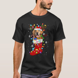 Camiseta Papai Noel Golden retriever De Meias De Natal Aman