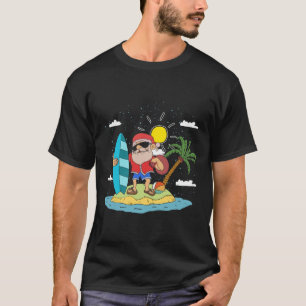 Camiseta Papai Noel Havaiano Surfando Natal de Verão