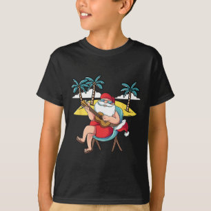Camiseta Papai Noel havaiano violão havaiano Natal em J