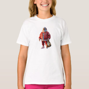 Camiseta Papai Noel hip-hop com tênis e óculos de sol